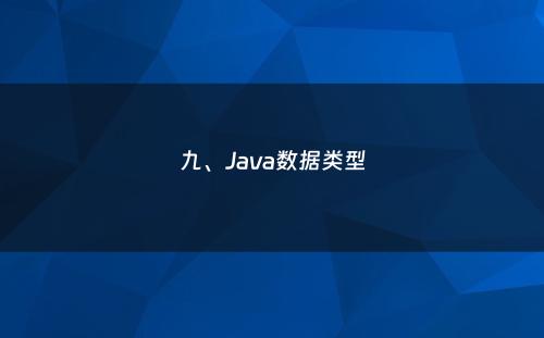 九、Java数据类型